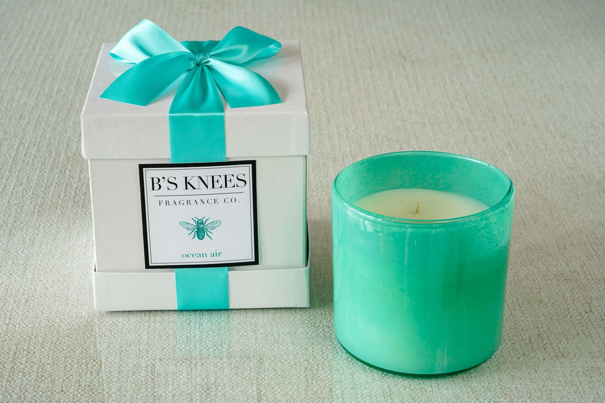 Colored Glass 3-Wick Candles — B's Knees Fragrance Co.
