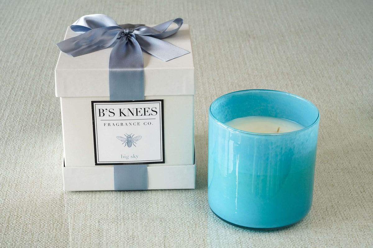 Colored Glass 3-Wick Candles — B's Knees Fragrance Co.