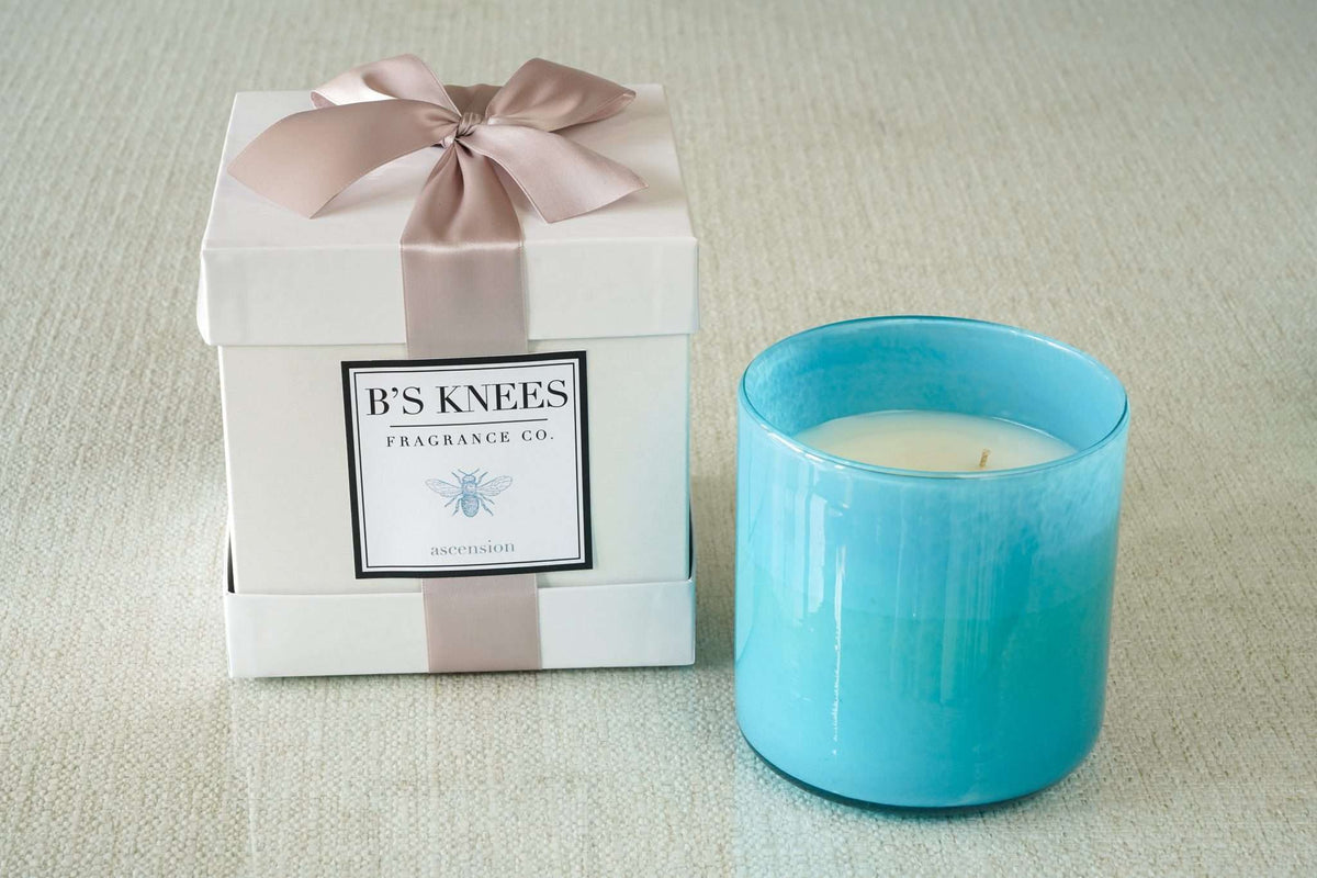 Colored Glass 3-Wick Candles — B's Knees Fragrance Co.