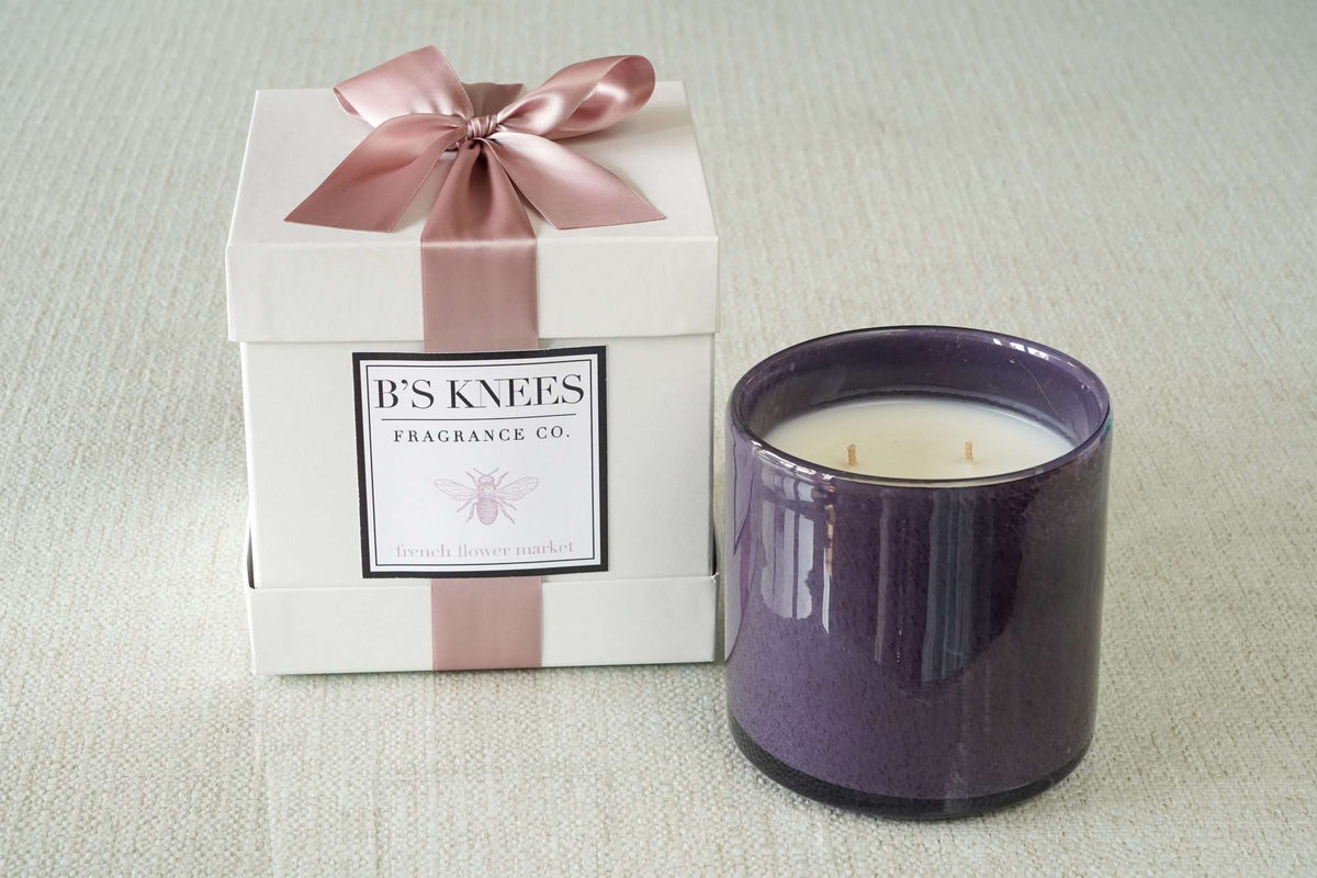 Colored Glass 3-Wick Candles — B's Knees Fragrance Co.
