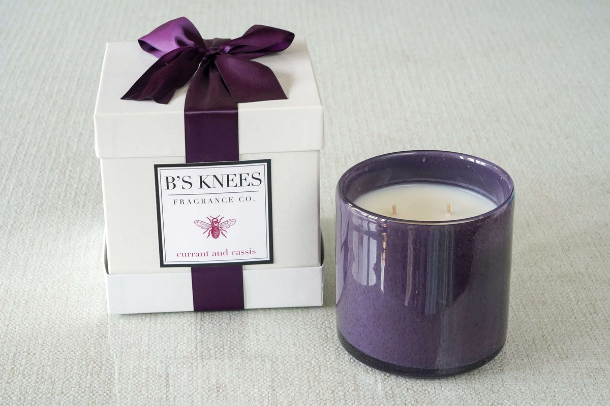 Colored Glass 3-Wick Candles — B's Knees Fragrance Co.