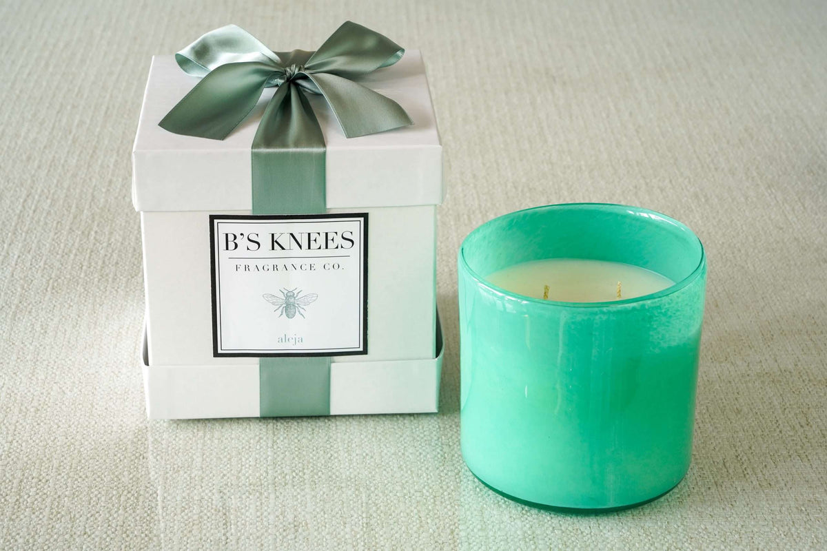 Colored Glass 3-Wick Candles — B's Knees Fragrance Co.