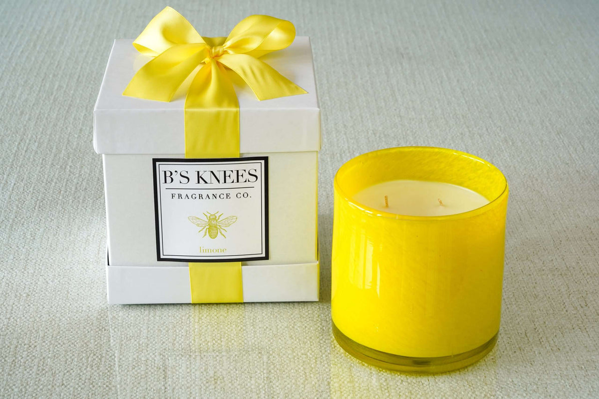 Colored Glass 3-Wick Candles — B's Knees Fragrance Co.