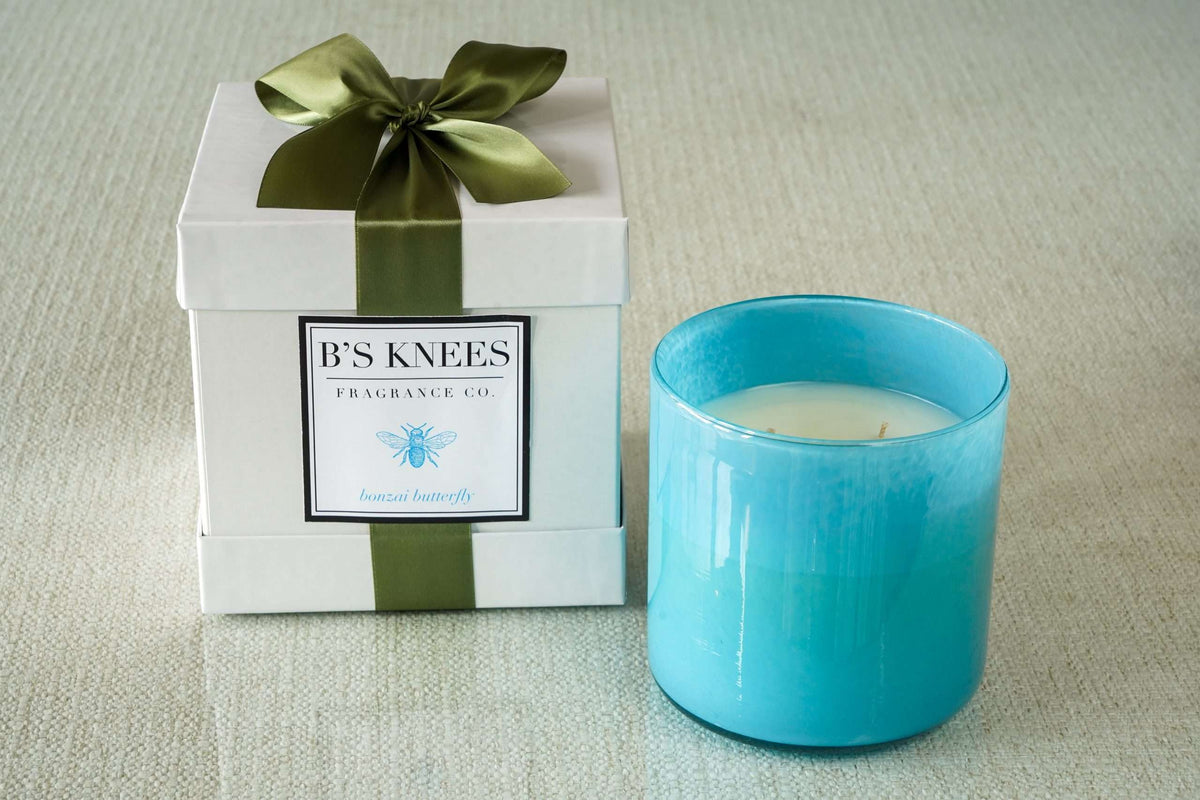 Colored Glass 3-Wick Candles — B's Knees Fragrance Co.