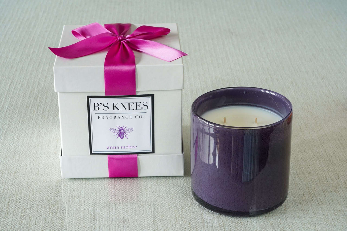 Colored Glass 3-Wick Candles — B's Knees Fragrance Co.
