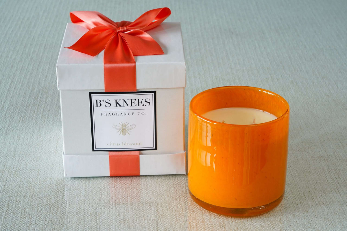 Colored Glass 3-Wick Candles — B's Knees Fragrance Co.