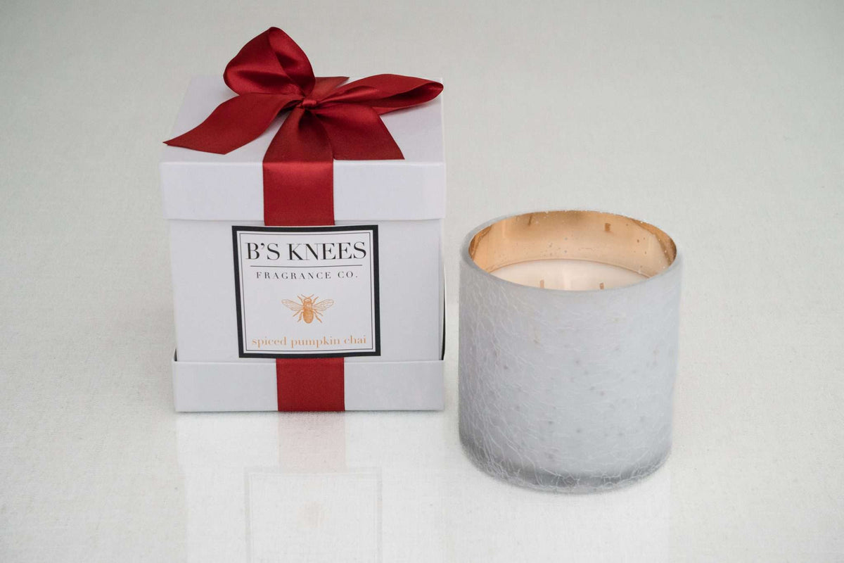 Frosted White Gold 3-Wick Candles — B's Knees Fragrance Co.