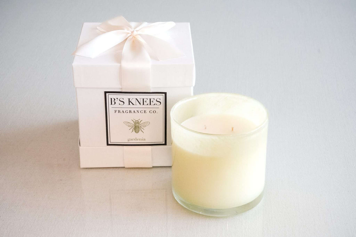 Colored Glass 3-Wick Candles — B's Knees Fragrance Co.