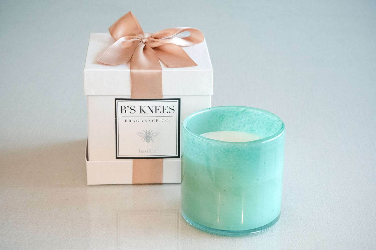 Colored Glass 3-Wick Candles — B's Knees Fragrance Co.