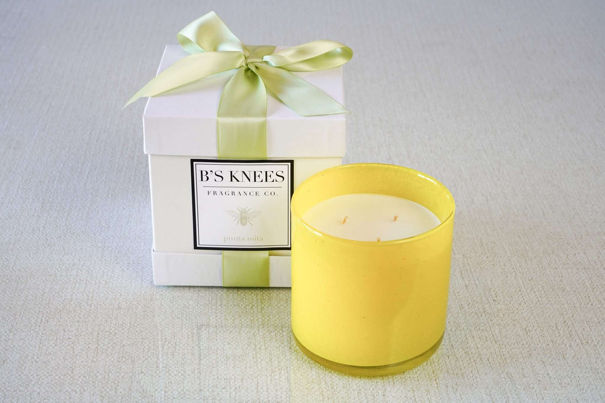 Colored Glass 3-Wick Candles — B's Knees Fragrance Co.